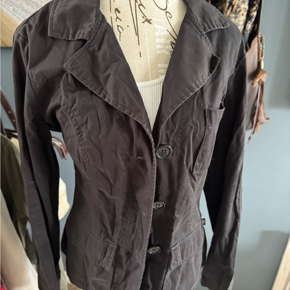 Z. Cavaricci Womens Vintage Black Cotton Jacket Blazer Size S Button Up Pockets - Picture 2 of 4